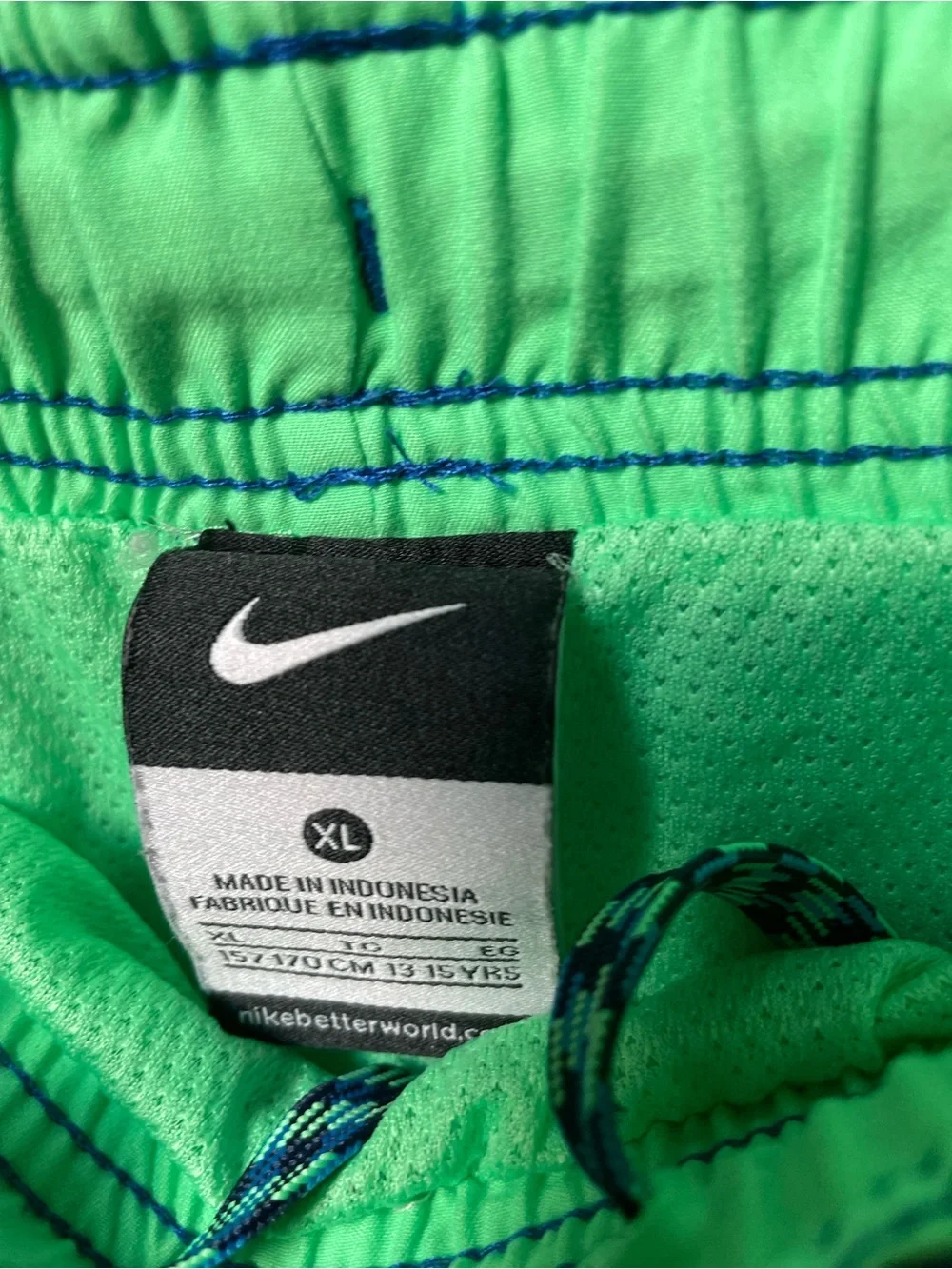 Nike boys extra large blue / green swimtrunks